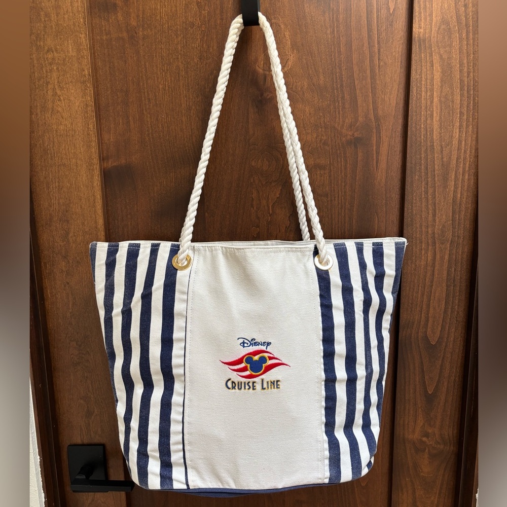 DISNEY CRUISE LINE Navy & White Striped Tote Bag